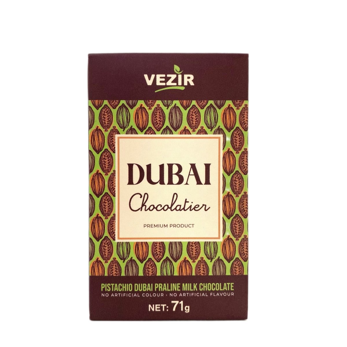 Pistachio Praline Dubai Chocolate Bar – Crispy & Nutty Delight 71gr - TryAladdin