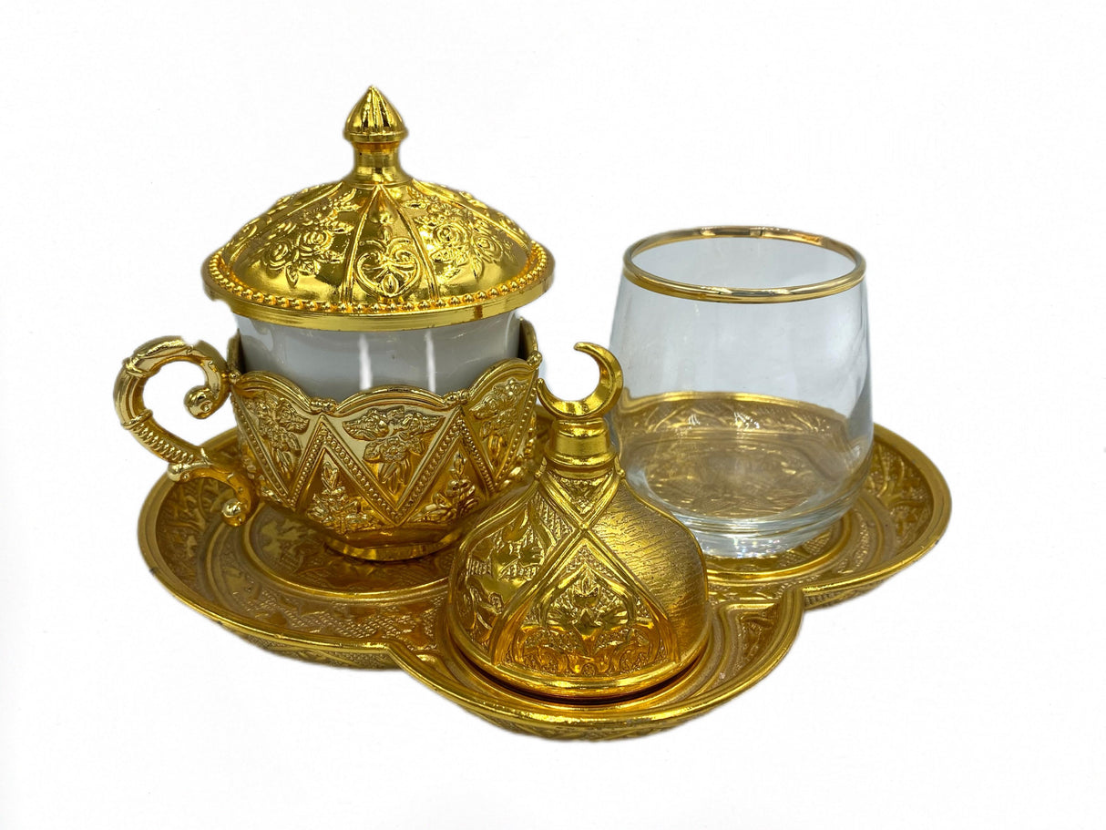 Lavina | Turkish Coffee Cup Set 3 Pieces Gold Color - TryAladdin