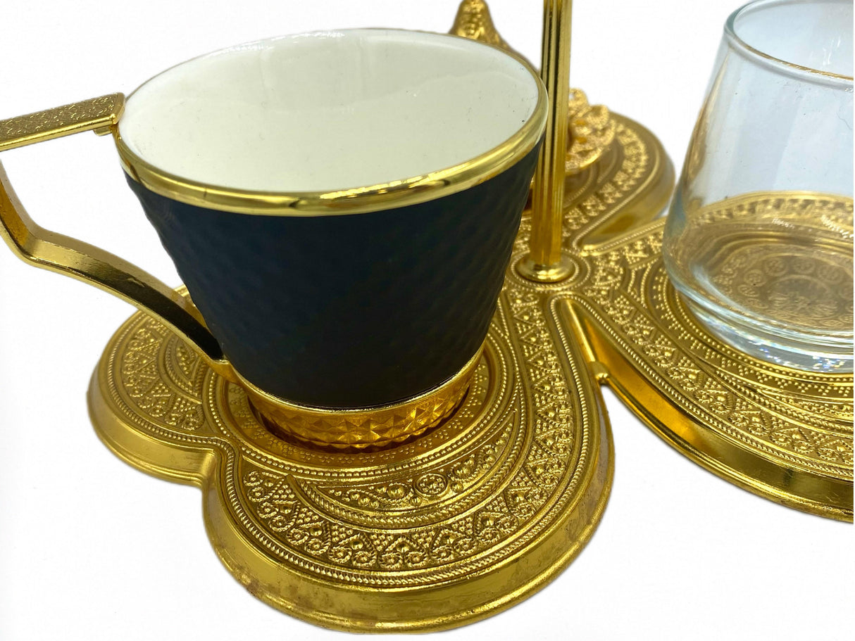 Lavina | Turkish Coffee Cup Set 3 Pieces Gold Color with Handle - TryAladdin