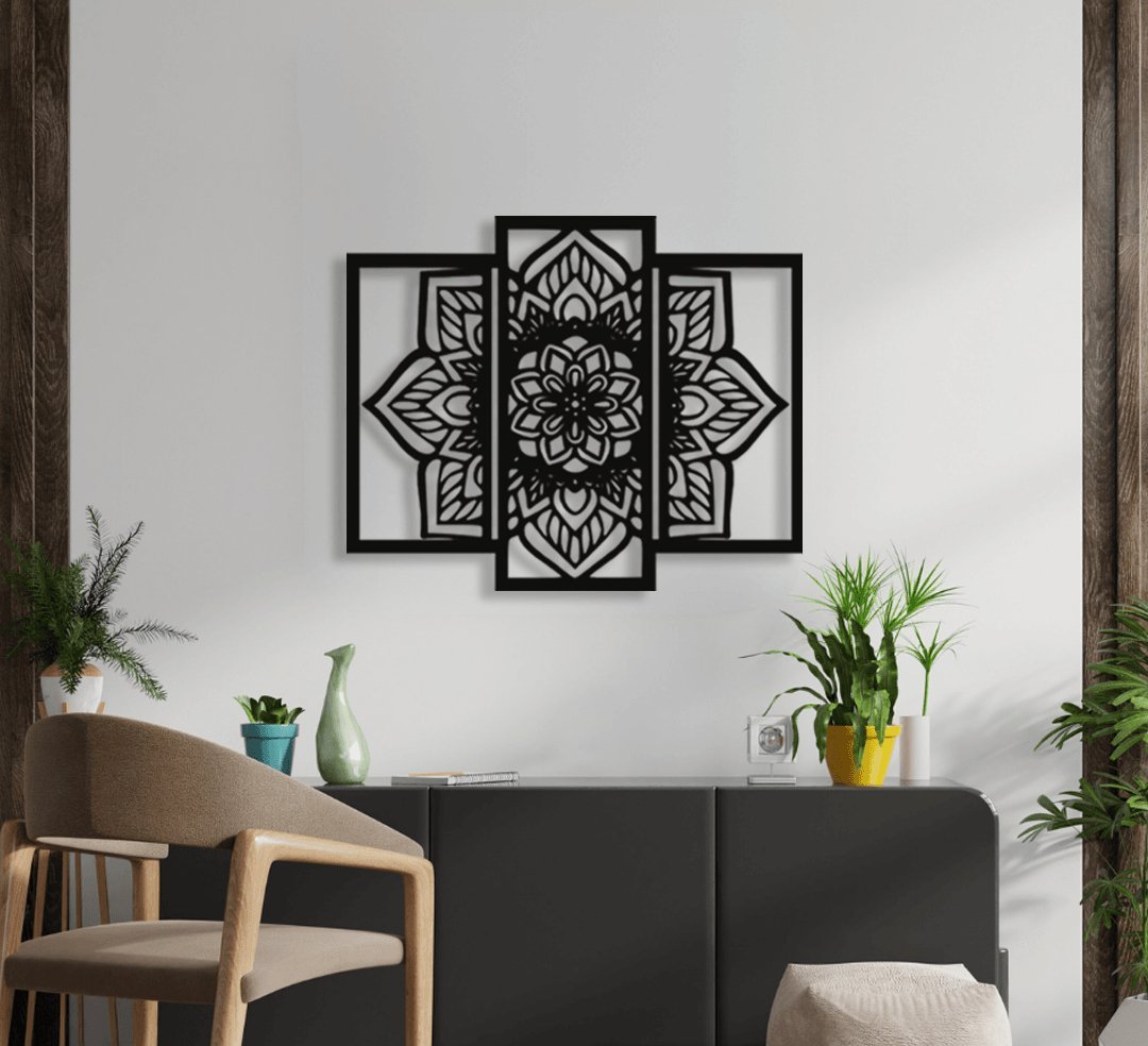NR Dizayn | Flower Motif Decorative Metal Wall Art - TryAladdin
