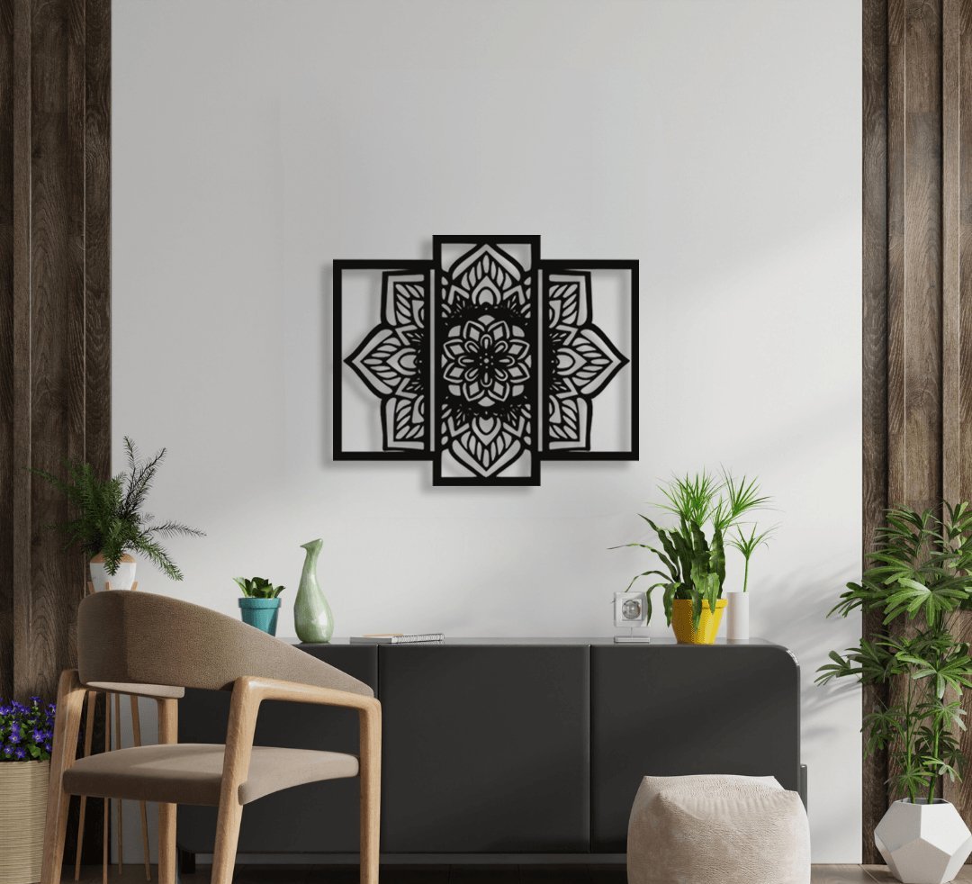 NR Dizayn | Flower Motif Decorative Metal Wall Art - TryAladdin