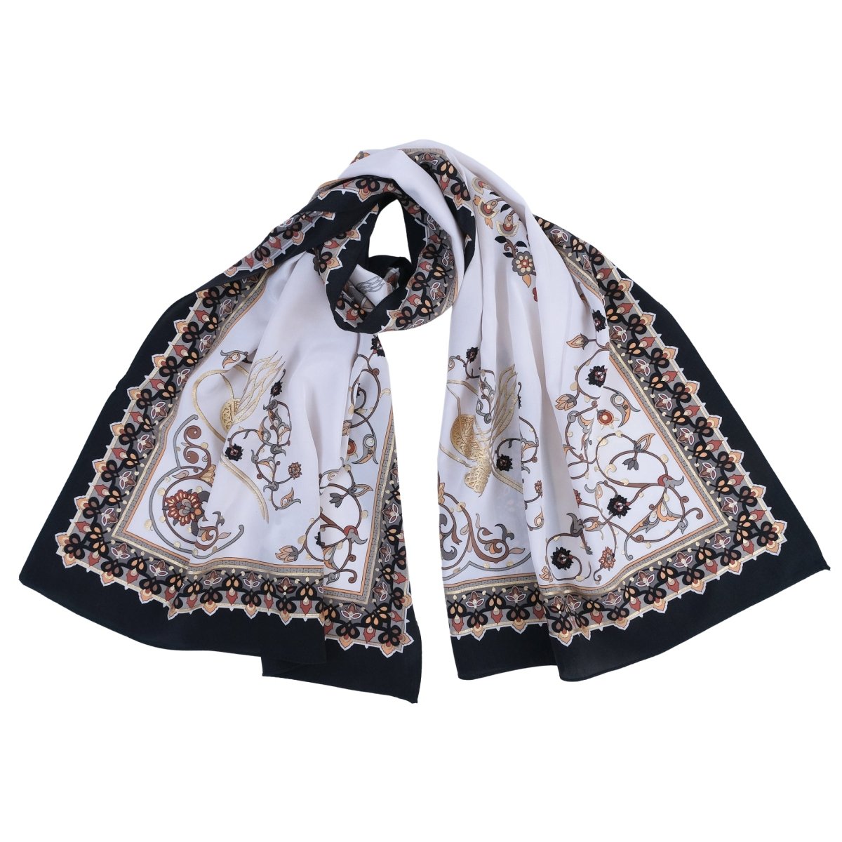 Tugra Breathable Lightweight Scarf in Black Color - TryAladdin