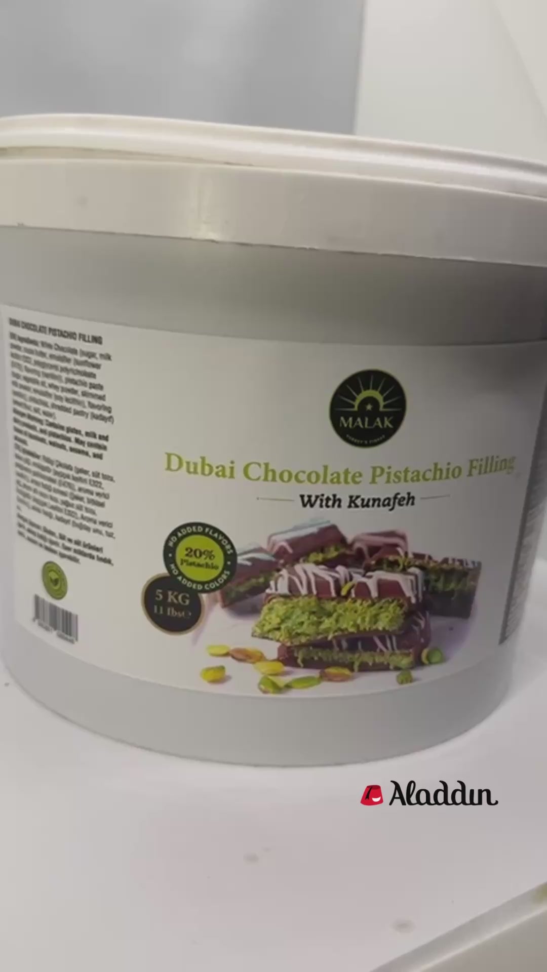 Dubai Schokoladen-Pistazien-Füllung mit Kunafeh - 20% Pistazie (11 lb | 5kg)
