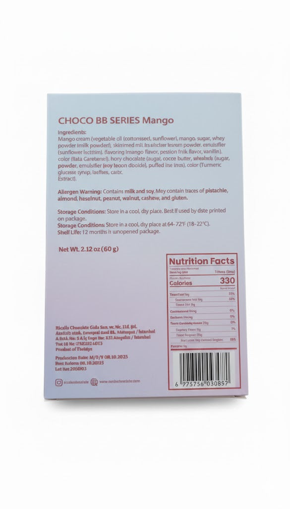 Ricolle Babbulu (BB) Serie Mango Knallbonbon Schokolade - 2.12oz (60g)